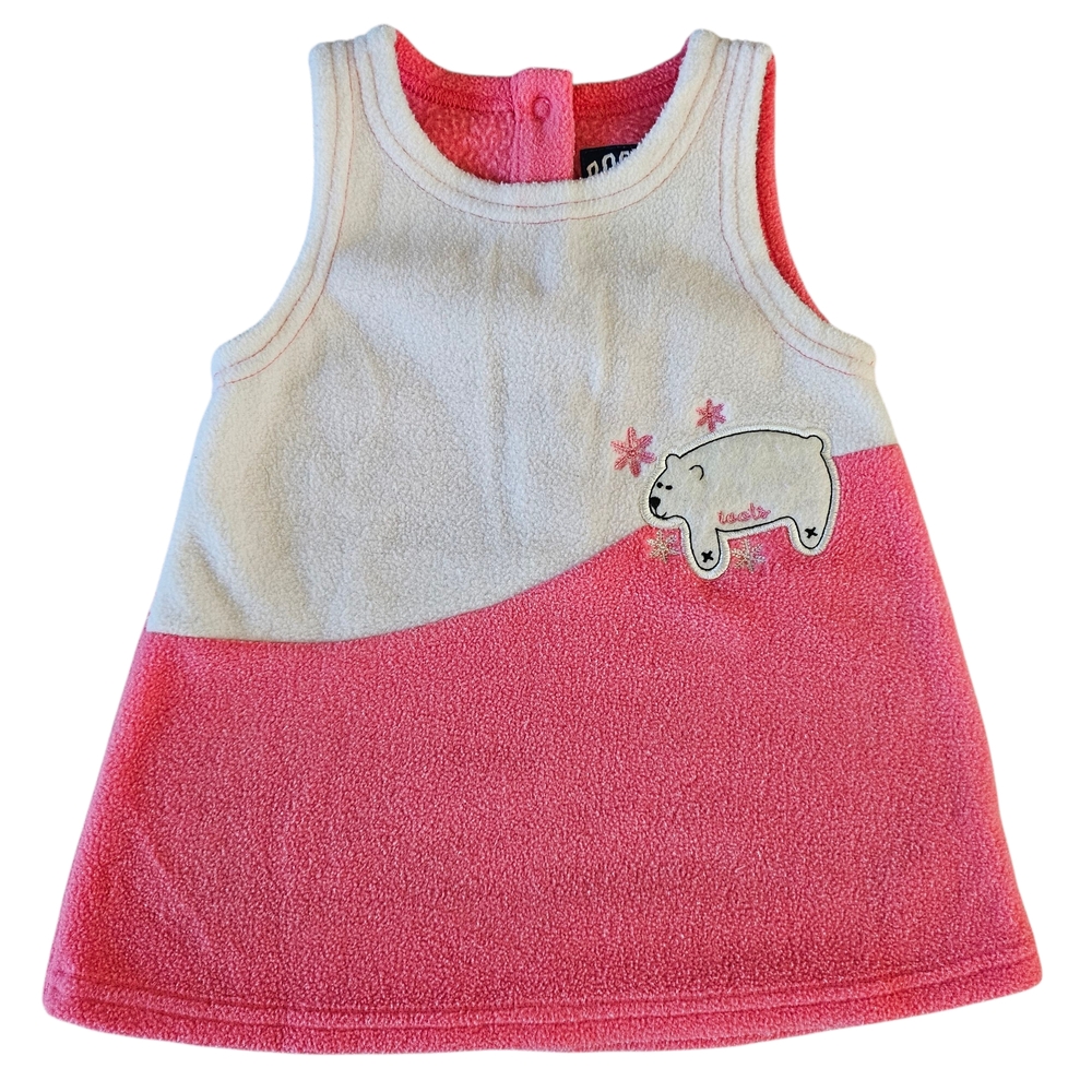 ROOTS Canada Baby Girl Fleece Polar Bear Winter Dress Size Medium 6-12 Months